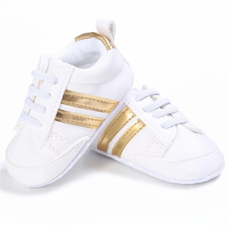 Baby Schuhe für Neugeborene 7-12 Monate weiss-gold