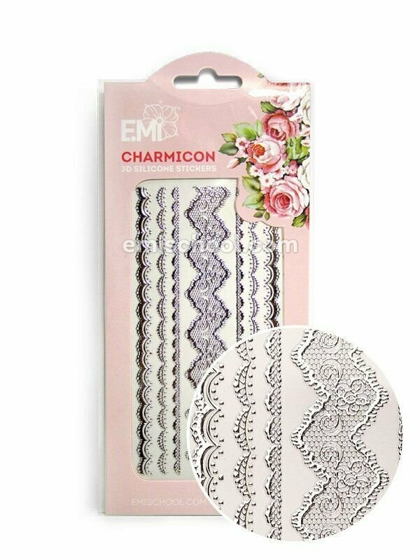 Charmicon 3D Silicone Stickers Lace Silver