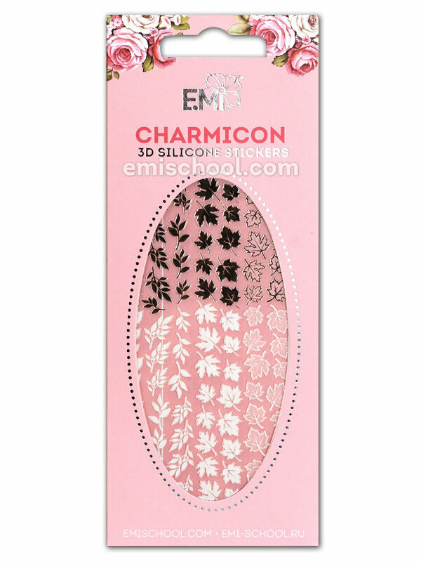 Charmicon 3D Silicone Stickers #66 Leaves Black/White