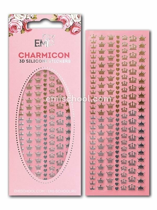 Charmicon 3D Silicone Stickers Crowns Gold/Silver