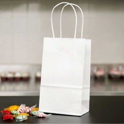 5×8 Mini White Paper Shopping Bags