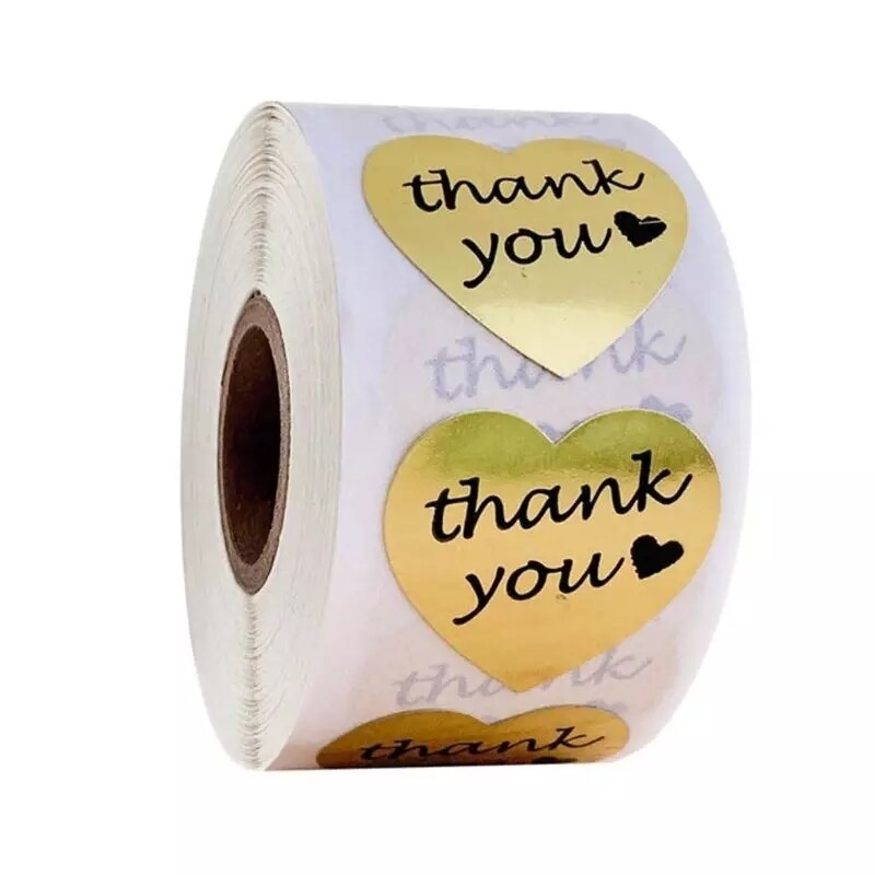 1.5" Heart Shaped Thank You Stickers