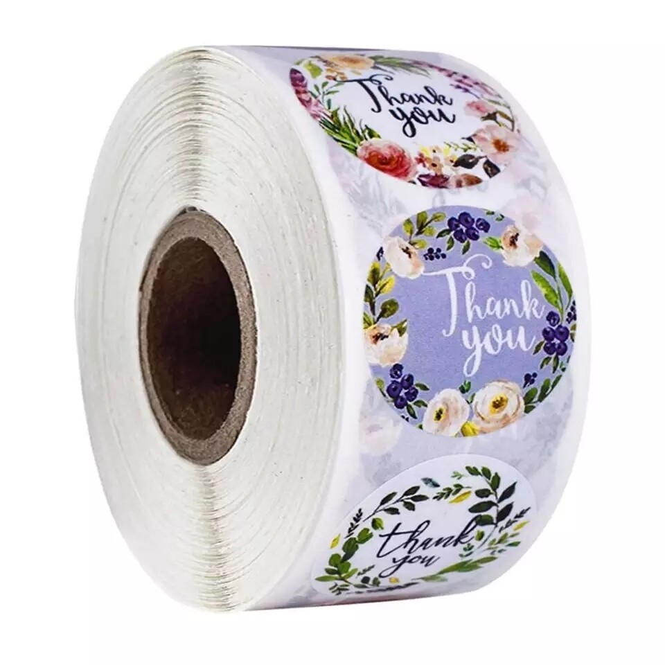 1.5&quot; Floral Thank You Stickers