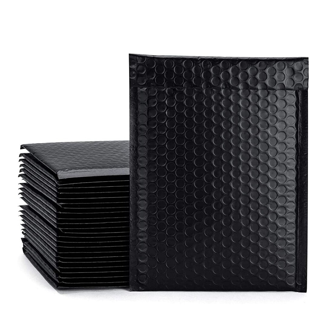 6×10 Bubble Mailers (Black), Quantity: 5