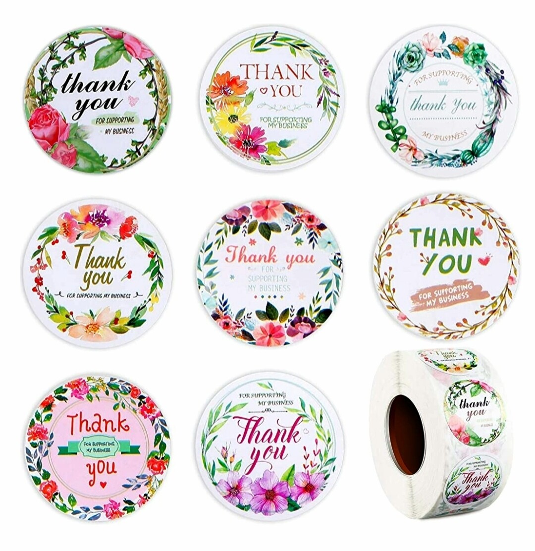 1.5&quot; Thank You Stickers (Assorted), Quantity: 50