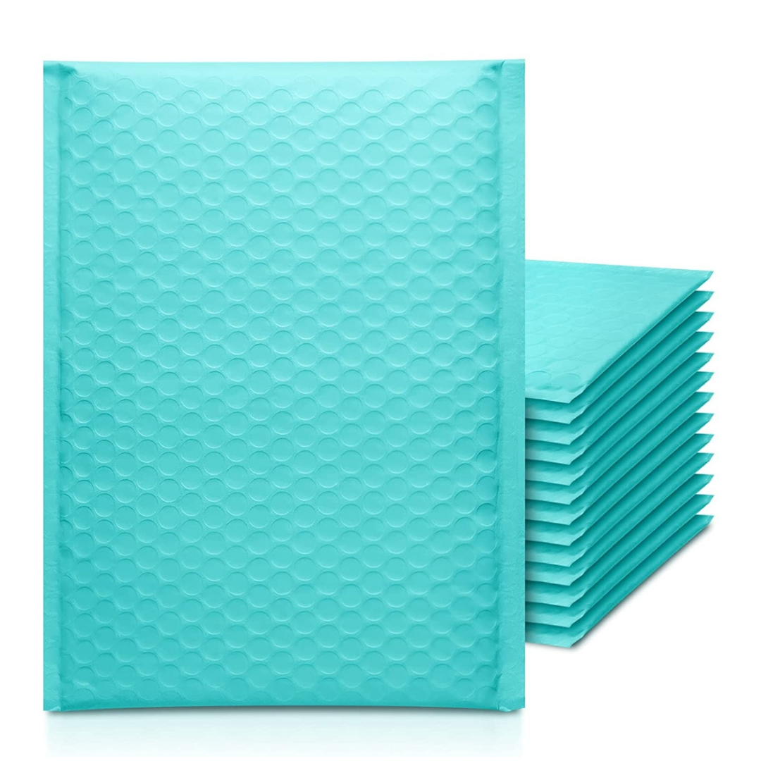 6×10 Bubble Mailers (Turquoise), Quantity: 5