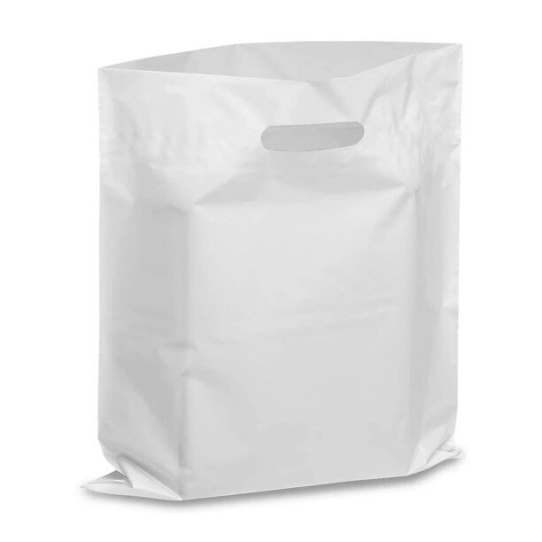 12×16 White Plastic Shopping Bags