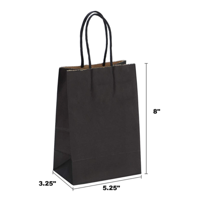 5×8 Black Mini Paper Shopping Bags