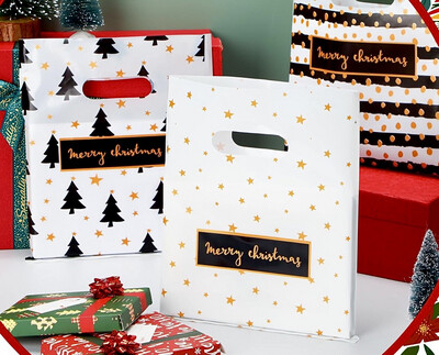 Assorted Christmas Plastic Shopping Bags