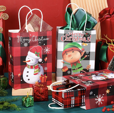 Plaid Merry Christmas Paper Shopping Bags