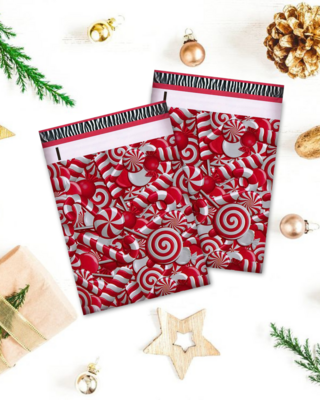 10×13" Christmas Candy Cane Polymailers