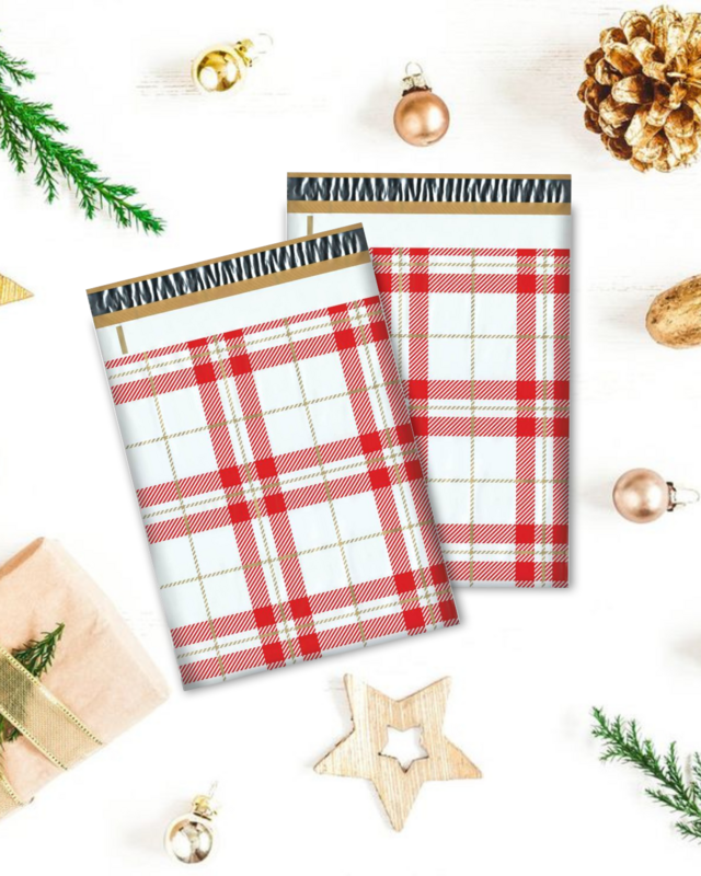 10×13&quot; Christmas Plaid Polymailers