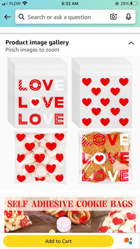 5×5 Valentine’s Cellophane Bags