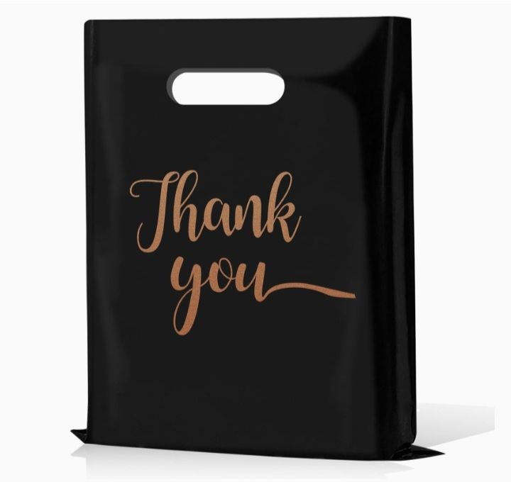 12×15 Black Plastic Shopping Bags