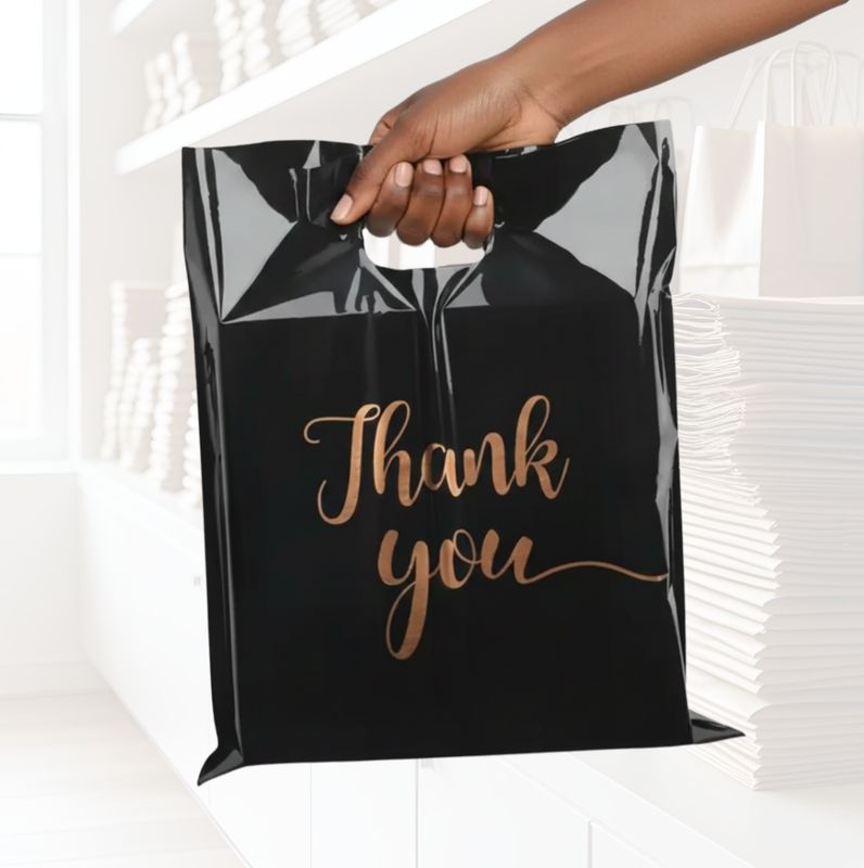 12×15 Black Plastic Shopping Bags