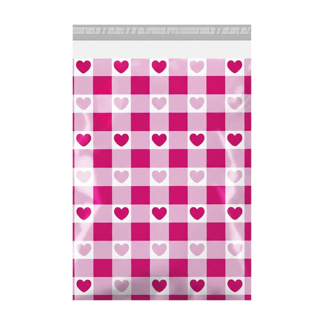 10×13 Checkered Heart Polymailers
