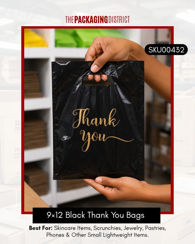 9×12 Black Plastic Shopping Bags
