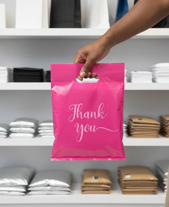 9×12 Pink Plastic Shopping Bags