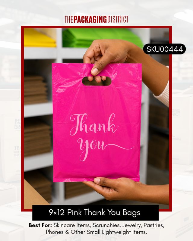 9×12 Pink Plastic Shopping Bags