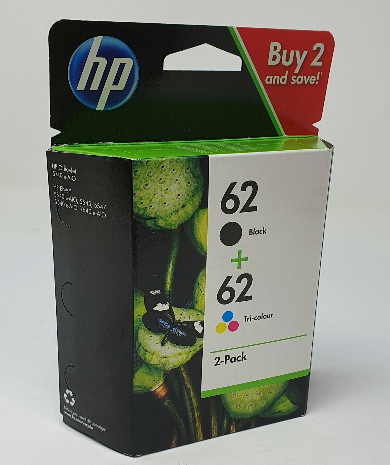 Genuine HP 62 Black + Colour Twin Pack (N9J71AE)