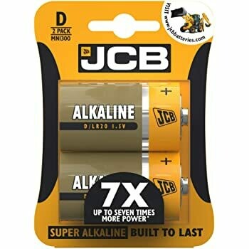 JCB Alkaline D Batteries x2 (out of date)
