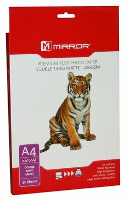 Mirror Premium Plus Photo Paper Double Sided Matte A4 220GSM 50 Sheets