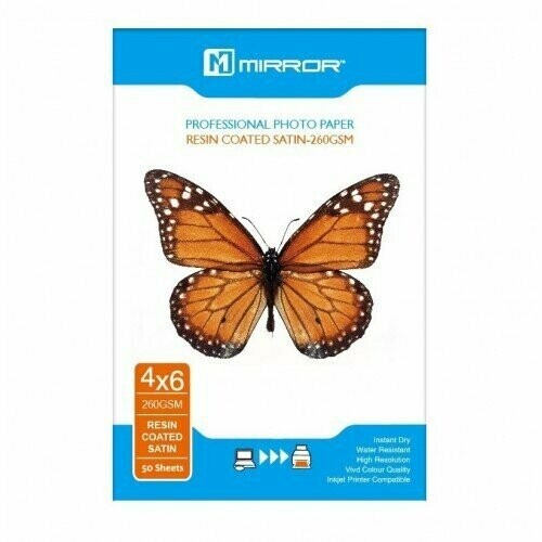 Mirror Professional Photo Paper Resin Coated Satin 4x6 260GSM 50 Sheets