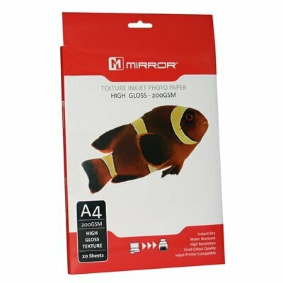Mirror Textured Inkjet Photo Paper High Gloss 200GSM A4 20 Sheets