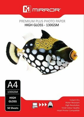 Mirror Premium Plus Photo Paper High Gloss 130GSM A4 50 Sheets