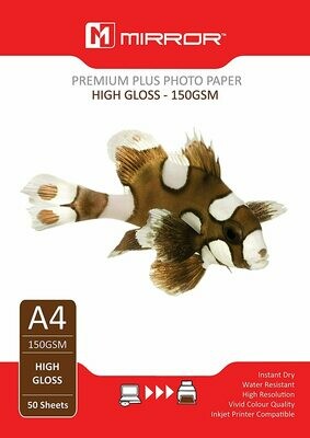 Mirror Premium Plus Photo Paper High Gloss 150GSM A4 50 Sheets