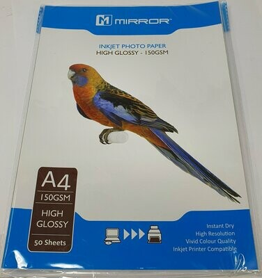 Mirror Inkjet Photo Paper High Glossy 150GSM A4 50 Sheets
