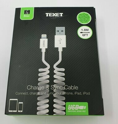 Texet Charge And Sync Cable Coiled 1.8M