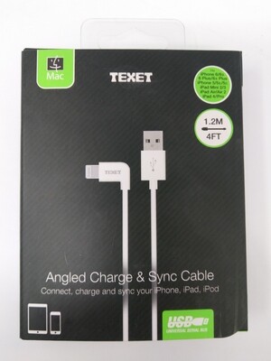 Texet Angled Charge And Sync Straight Cable 1.2M White
