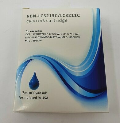 Compatible Brother LC3213C/3211C Cyan Ink