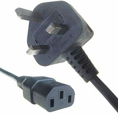 Generic 1.8m Kettle Lead - IEC (C13) to UK Mains (3 pin) Cable - 5A (amp) - Moulded-Black Coloured Straight Cable