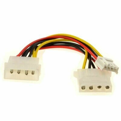 Generic Power Splitter Cable 4 pin LP4 Molex Male to Molex Female & 4 pin (Floppy) Plug Female