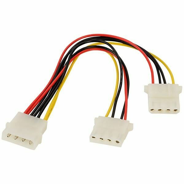 Generic 4 Pin 5.25" Male to 2x 5.25" Female PC Internal Power Lead, 150 mm -  RB-511