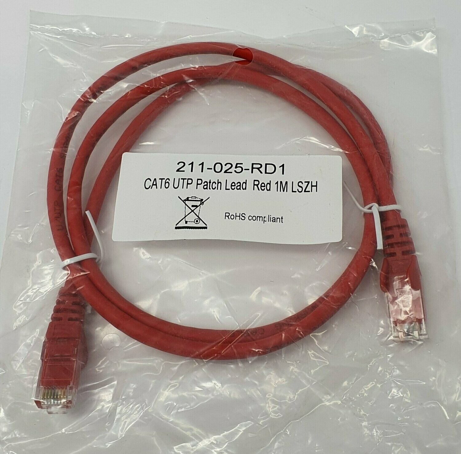 CAT6 UTP Patch Lead Red 1M Metre LSZH