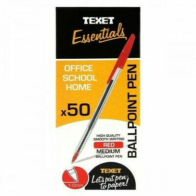 Texet Economy Ballpoint Pen, Red PK50