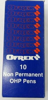 Ofrex 10 Non Permanent OHP Pens Black Fine