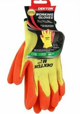 Dekton Latex Coated Working Gloves - Orange/Yellow - 8/M