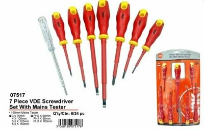 Jak Vde Screwdriver Set With Mains Tester - Pack Of 7