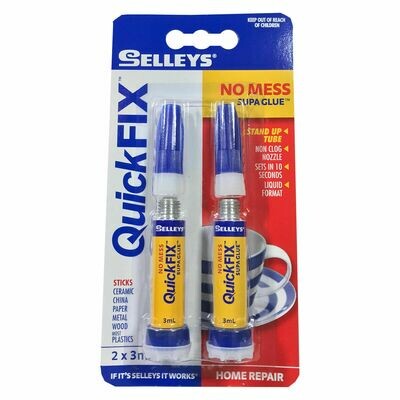 Selleys Quick Fix No Mess Supa Glue 2x 30ml Tubes