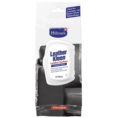 Hillmark Leather Kleen Leather Surface Cleaning Wipes pack of 20 Wipes