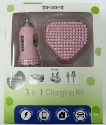 Texet 3 In 1 Charging Kit Pink