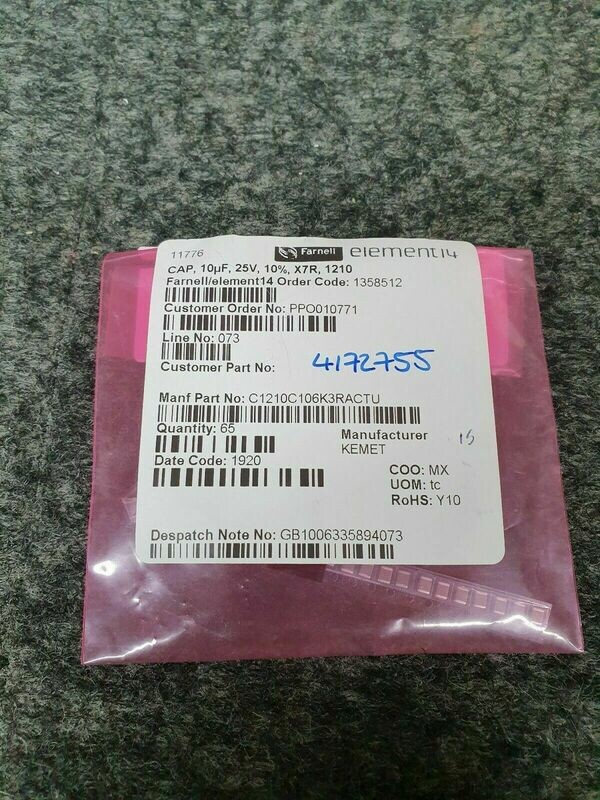 15x Kemet C1210C106K3RACTU-SMD Multilayer Ceramic Capacitor,10 µF, 25V,1210, ±10%, XR7