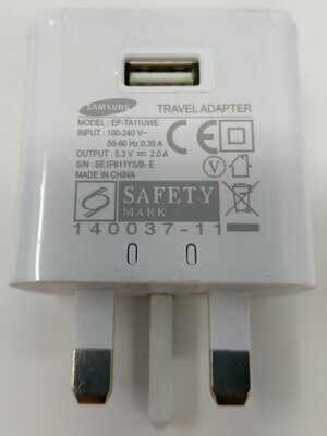 Samsung EP-TA11UWE AC Single USB Plug, UK Travel Adaptor