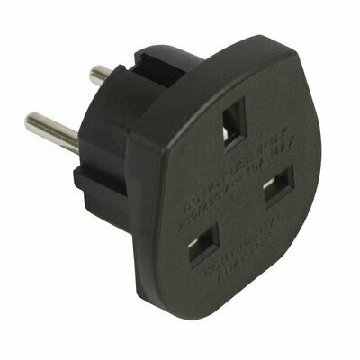 UK to Europe Travel Adapter, 230/240V, 10A Max Black