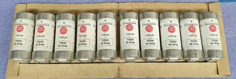 New Not tested GEC ALSTHOM Red Spot Type gG TIS50 50 Amp Fuses 10 Strip