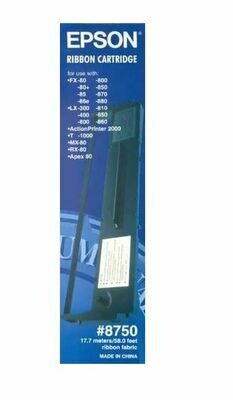 Epson Ribbon Cartridge For FX/LX/ActionPrinter/T/MX/RX/Apex 17.7Metres/58 Feet #8750
